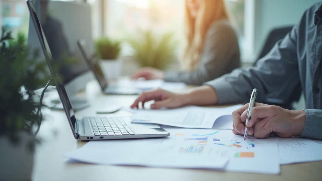 Организованное рабочее пространство с документами, планшетом и компьютером для эффективной работы