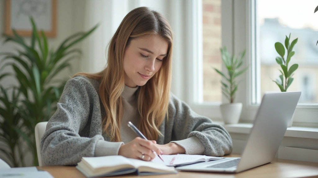 Студент или профессионал учится с учебными материалами и заметками