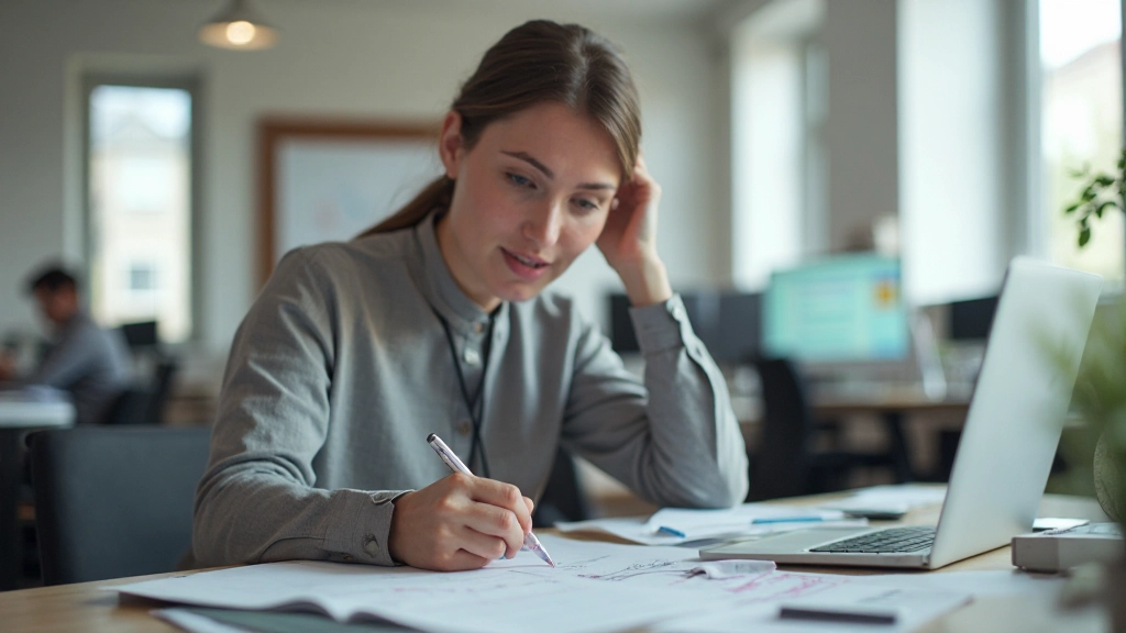 Профессионал работает с материалами для обучения, организуя знания за современным столом