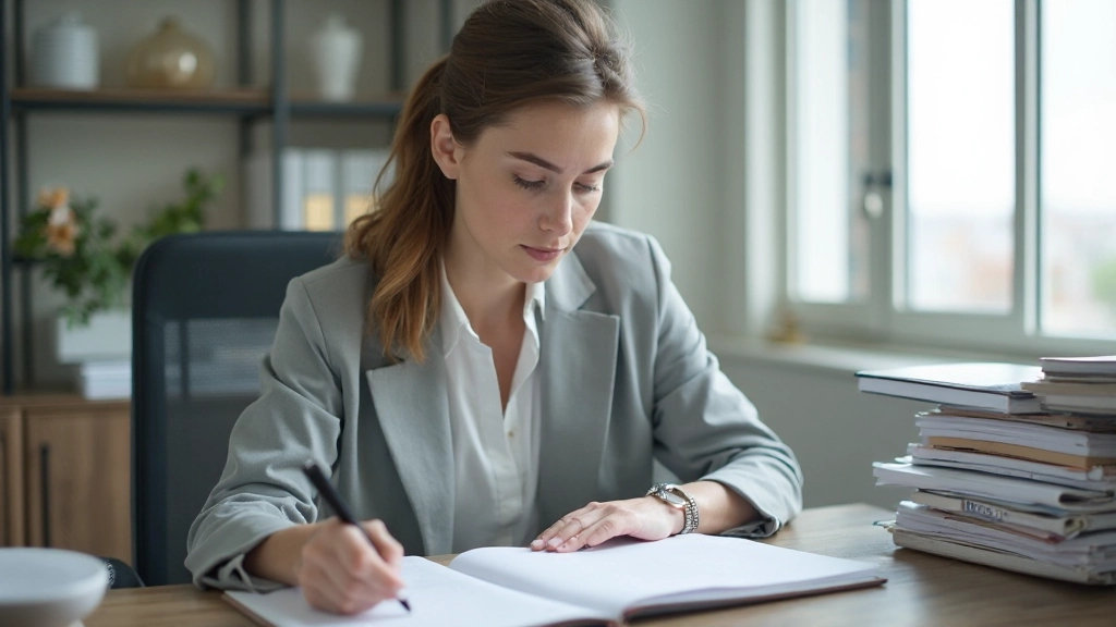 Профессиональное рабочее пространство с организованными документами и системой хранения информации на столе